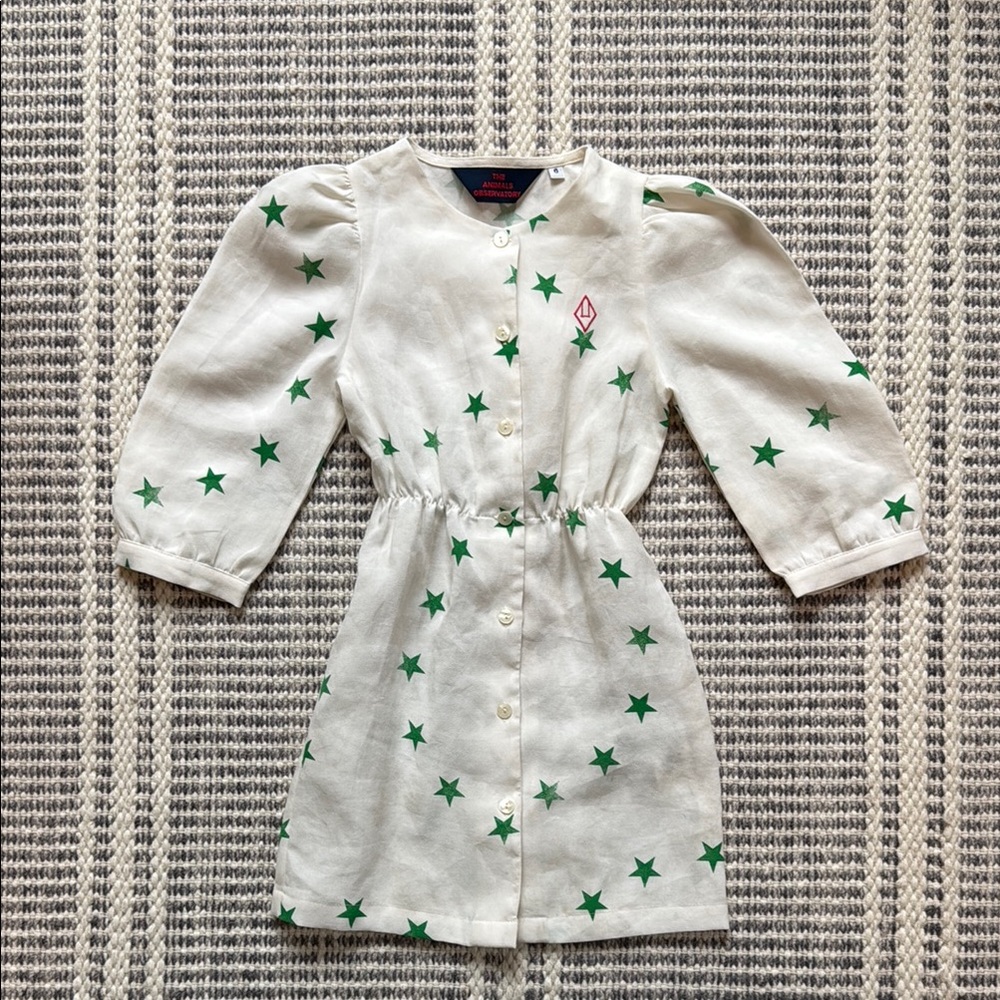 Kids Casual Dress with Green Stars